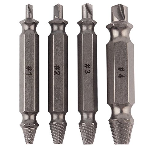 Hensych Bohraufsatzset zum Entfernen beschädigter Schrauben, Stahl, 4 Stück - 2
