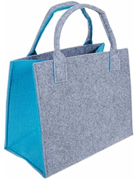 Filztasche grau-türkis Einkaufstasche Einkaufsshopper Freizeittasche 35x20cm Höhe 30/43cm