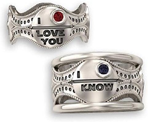 Star Wars 925 Sterling Silver Engagement Wedding Ring Set For Him His Her Love ALL SIZES