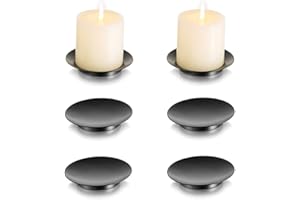 Inweder Portavelas Candelabros para Velas Decorativos - Juego de 6 Negro Candelabro Porta Velas Redondo de Hierro de 10.8cm para Velas de Pilar Soportes para Velas Decoración Hogar Halloween Navidad