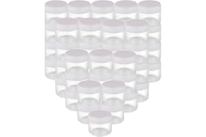 HAPPYUPCITY 50 Bottigliette Vuote in Plastica da 20 g per Campioni di Cosmetici, Con Coperchio a Vite Bianco, Contenitori per Cosmetici