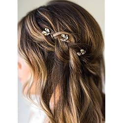 Kercisbeauty - Horquillas para el pelo, diseño de flores para novia, hechas a mano, color dorado y plateado, para boda y fiesta, rizadas y largas