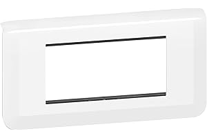 LEGRAND | Plaque Avec Support Mosaic, Montage Horizontal 4 Modules, Design Contemporain Blanc, Fixation À Vis Facile, Compatible Avec Mécanismes Mosaic