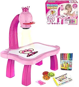 SHANVI Toys for Kids Drawing Set for Kids, Toy,Art Projector, Painting Set for Kids Drawing Table Led Projector Kids Learning Kit Educational Drawing Playset for Kids Boys Girls Multi Color