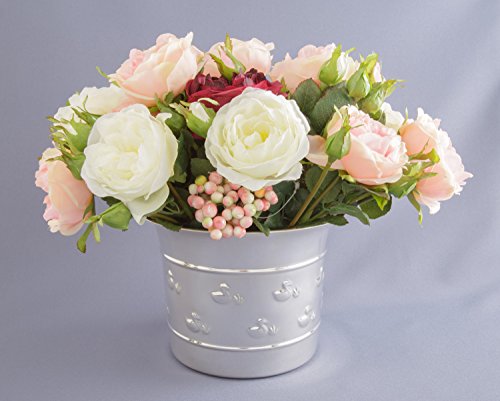 Blumentopf Silber Übertopf Enten-Prägung Messing 21cm Ø – Rosemarie Schulz - 2