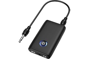 Ankilo Aux Bluetooth Adapter for Car, Bluetooth 5.0 Transmitter Receiver, Wireless Bluetooth 3.5mm, 2-in-1 Bluetooth Aux Adapter, Audio Receiver for Laptop, Radio, Headphones, Speakers, TV, Black
