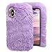 Price comparison product image Cestor Plush Cover Case for Galaxy A8 Plus 2018,Luxury Handmade Rabbit Fur Faux Furry Fluffy Soft Warm Winter Cover Bling Diamond Bowknot Shockproof TPU Case for Samsung Galaxy A8 Plus 2018,Purple