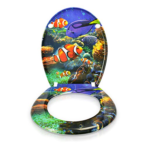 VENKON – Premium WC Sitz mit Absenkautomatik – Modell „Clownfisch & Doktorfisch“ – Toilettendeckel aus Duroplast (antibakteriell) inkl. Montagesatz (rostfreie Scharniere) - 2