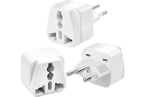 OMIVINE 3-Pack UK to Switzerland Plug Adapters, Switzerland Swiss Plug Adaptor, Swiss Travel Adapter 3 Pin Grounded International Universal for Swiss, Jordan, Liechtenstein, Madagascar, Rwanda (Type J-White)