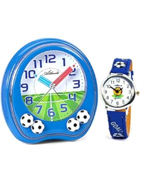 Atlanta Kinderwecker Armbanduhr Jungen Blau Fußball Lernuhr - 1719-5 KAU