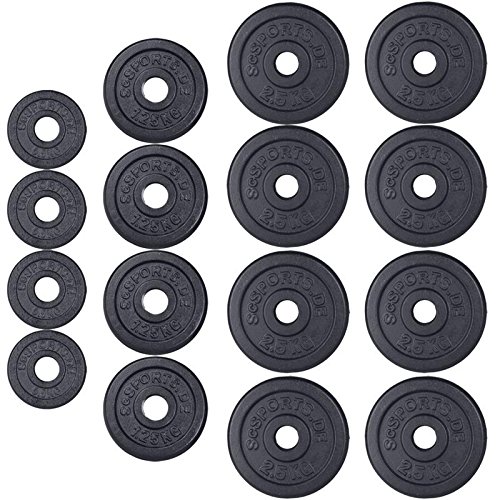 ScSPORTS 27 kg Hantelscheiben-Set Gusseisen 4 x 0,5 kg + 4 x 1,25 kg + 8 x 2,5 kg Gewichte 30/31 mm Bohrung