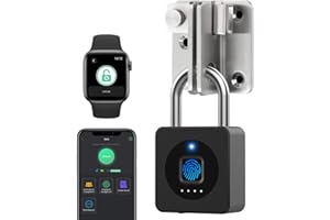 eLinkSmart lucchetto per armadietto da palestra, sblocco con impronta digitale o APP mobile, telecomando, registrazione, impermeabile, lucchetto con impronta digitale per palestra, armadietto,nero