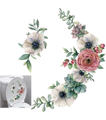 Stickers Wc Autocollant De Toilette Personnalisé Oiseaux Et Fleurs Salle De Bain Stickers Toilette Wc