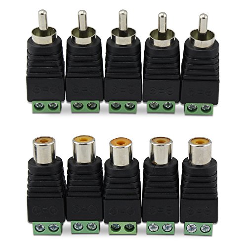 5 Paar RCA-Stecker Plus-BNC-Buchse Video Balun-Adapter für CCTV - 2