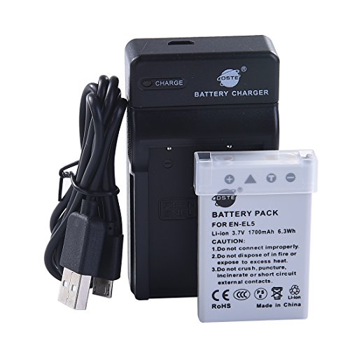 DSTE EN-EL5 Li-ion Batterie et chargeur USB costume pour Nikon Coolpix P510 P520 P530 P5100 P6000 S10 P3 P4 P80 P90 P100 P500