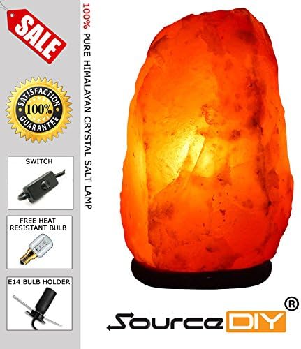 NATURAL PINK HIMALAYAN CRYSTAL ROCK SALT LAMP WITH BUTTON SWITCH AND BRITISH STANDARD ELECTRIC PLUG. 100 % PREMIUM AND FINE QUALITY SOURCEDIY® (Himalayan Salt Stater Kit)