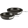 All-Clad Essentials Hard Anodized Nonstick Fry Pan Set 2 Piece, 8, 10,5 Inch Oven Broiler Safe 500F, Lid Safe 350F Pots and Pans, Cookware Black