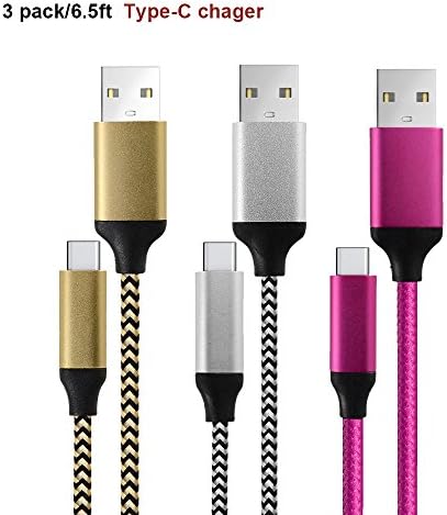 USB C Cable, FoolerHome USB-C to USB-C Cable 3 Pack 6.5ft(2m) for Nexus 6P/5X,Nintendo Switch,Galaxy S8/S8+,Google Pixel,Huawei Matebook,MacBook and More USB Type-C Devices (gold silver pink)