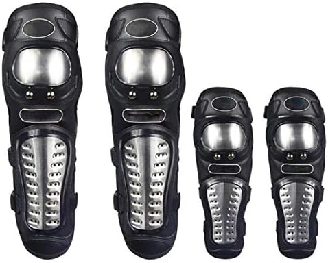 HJJH Stainless Steel Motocross Elbow Knee Shin Guard Pads,Adults Alloy Steel Motorcycle ATV Motocross Elbow Knee Shin Guard Pads Elbow Knee and Shin Guard Pads