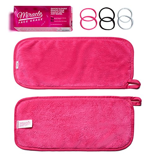 Original MIRACLE FACE ERASE | 2er Set Mikrofaser Make-Up Entferner Tuch | Abschminken und Reinigen nur mit Wasser – ohne Chemie | Microfaser Abschminktuch | hypoallergenes Gesichtsreinigungstuch | 40×18 cm (Pink) - 2
