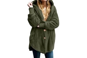 Funnyrap Fleecejacke Damen Oversize Plüschjacke Teddyjacke Langarm Teddy Mantel Warm Kapuzenjacke Kuscheljacke Cardigan Mit Kapuze Winter Teddy Jacke Herbst Übergangsjacke Casual Sweatshirt