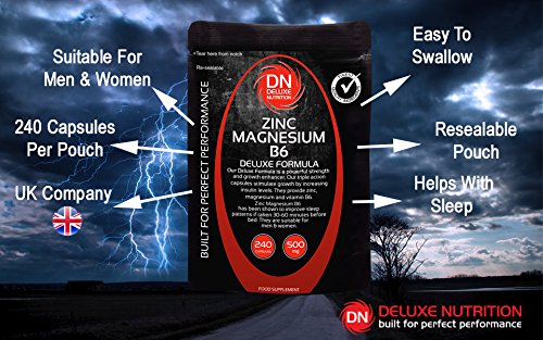 Zinc Magnesium B6 240 Capsules 500mg | Deluxe Formula | Upto 3 Months Supply | Contains Zinc for Testosterone Levels - Image 4