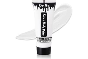 Go Ho Cream White Face Body Paint(2.37 oz),Water Based White Face Painting,Joker Clown Zombie Skeleton Makeup for SFX Cosplay Costumes Festivals Halloween Makeup