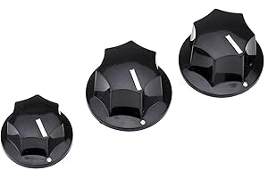Musiclily Pro Imperial Zoll J-Bass Potiknöpfe Knobs Set für USA Fender Jazz Bass,Schwarz(3er Set)