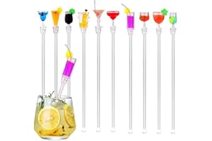 NAISFEI 10 stück Cocktail Rührer, 23 cm Cocktailrührer aus Acryl Bunter Getränk Rührstab Cocktail Stirrer Stäbchen Mixing Sticks,Cocktail Bunter Cocktail GeträNk RüHrer