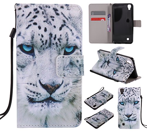 Feeltech LG X Power Hülle PU-Leder und Brieftasche Bunte Muster Fall mit Magnetverschluss, Hybrid-Kickstand mit Stand-Funktion, schlagen Sie schützende weiche TPU Stoßstangenabdeckung und Kreditkartenhalter für LG X Power Handgelenk Bügel-Buch-Art-Geldbeutel-Tasche mit 2 In 1 Berühren Sie Stift – White leopard - 6