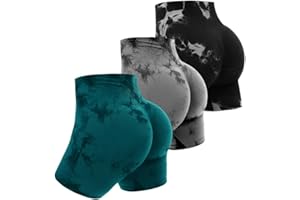 Mesaro Damen Gym Shorts 3 Pack High Wasit Sport Short Gym Leggings Booty Scrunch Shorts Sport Outfit Damen Workout Shorts Push Up Radlershorts Fitness Laufen