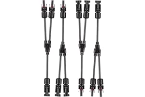 Aiqeer 2 Paia Solare Pannello Cavo Connettori, Connettore Fotovoltaico Solare Connettore di Y Ramo MFF/FMM (Nero)