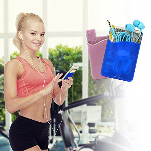 2 StÃ¼ck Smartphone Kartenhalter, Handy Silikon Kartenhalterung Universal aufklebbares Kartenetui smart wallet (Schwarz)