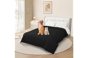 DUJUIKE Wasserdichter Sofabezug für Hunde, 100% wasserdichte Hundedecke, Sofaschutz, Bettdecke mit Antirutschpartikeln, Möbelschutz für Hunde, Katzen und Haustiere (Schwarz, 208-208cm)