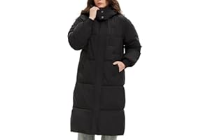 PUFFIT Damen Winter Mantel mit Kapuze Warmer Wasserdicht Lang Jacke Steppmantel Female
