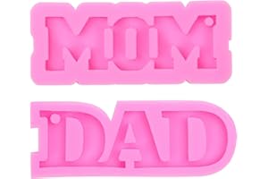 Keepaty MOM et DAD Formes Moules à Chocolat en Silicone pour la Fête des Mères/Fête des Pères 2PC Moules en Forme de Lettre pour Chocolat/Bonbons
