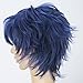 Blue Stylish Men Women new Layered Cosplay Wig Short Party Hair With Free Wig Cap
