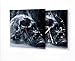 Produktbild Printalio - Skull - Lautlose Wanduhr mit Fotodruck auf Leinwand Keilrahmen | kein Ticken Fotouhr Motivuhr Küchenuhr modern hochwertig Quarz | 30 cm x 30 cm - weiße Zeiger - GERÄUSCHLOS