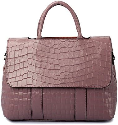 Women's Flip Bags Fashion Crocodile Handbags Genuine Leather Handbags One Shoulder Diagonal Bags First Layer Cowhide Big Bags,Purple-32*14*24cm