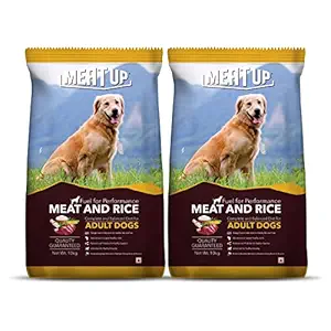 Meat Up Meat and Rice Adult Dry Dog Food, 10kg (Buy 1 Get 1 Free)