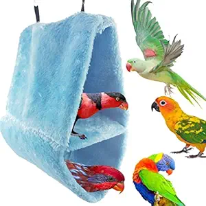 Warm Double-Layer Lint Bird Hammock Nest House Sleeping Bed for Pet Parrot Parakeet Cockatiel Conure Cockatoo African Grey Macaw Eclectus Amazon Budgie Lovebird Finch Canary Cage Stand Perch Toy (S)