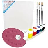 DSH Doğal Seramik Hamuru 35x50 Cm Resim Tuvali Boyama Başlangı&ccedil; Seti - Akrilik Boya Fır&ccedil;a Palet Tuval Set Tv.s NoColor-c3f009