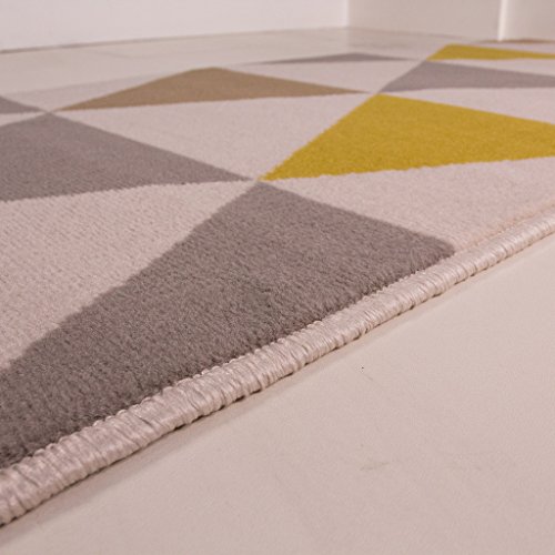 „Milan“ Moderner Teppich mit Harlekin Dreiecksmuster für das Wohnzimmer in Ocker-, Gelb-, Grau- und Beigefarbtönen 160cm x 230cm - 4
