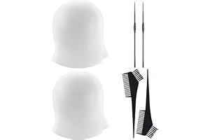 JRSHIRLEYLTD 2 set höjdpunkter, hårmössa, återanvändbar, hårfärgning, silikonmössa, salong, frisörkeps med 2 metallkrokar, nål, professionell silikon, frisörverktyg