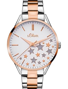 S.Oliver Damen-Armbanduhr Analog Quarz One Size, weiß, silber/rosé/bicolor