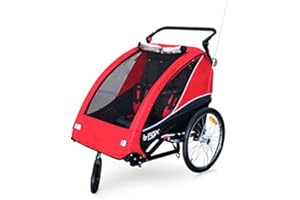 PAPILIOSHOP B-Fox – Faltbarer Kinderanhänger, Radanhänger und Jogger für 1 oder 2 Kinder, Multifunktional, Ideal für Fahrradfahrten und Outdoor-Aktivitäten (rot)