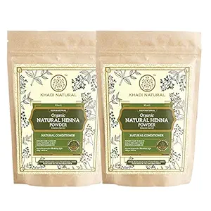 KHADI NATURAL Organic Natural Henna Powder Pack of 2 (2x100) 200gm