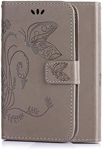 LDUDU® Samsung Galaxy J3 (2016 version) case cover Artificial pu leather Case bag Protective Cover flipcase card slot wallet pouch stand holder with magnetic closure,Butterfly in gray