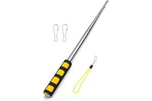 AKORD 2m Telescopic Stainless Steel Flagpole – Portable Extendable Pole, Non-Slip Sponge Handle, Dual Rings for Tour Guides, Events & Travel Groups, Yellow