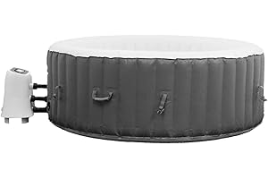 COZYBRITE Hot Tub Inflatable Spa Pool Bubble 4 Person with Cover for Outdoor Round YJW424 (White with Grey)